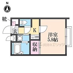 JR片町線(学研都市線) 放出駅 徒歩8分の賃貸アパート 2階1Kの間取り