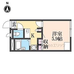 レオパレスchuTTi 1Kの間取図画像