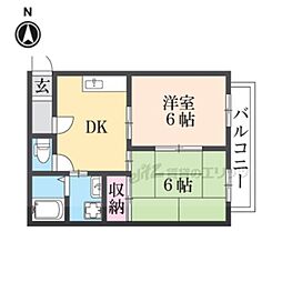 イーストフィールド 2DKの間取図画像