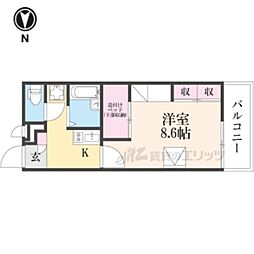 レオパレスソレイユ3 1Kの間取図画像