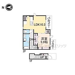 セレスコート花園 1LDKの間取図画像
