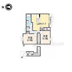 カルム新池島1 2LDKの間取図画像