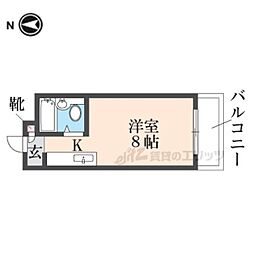 瓢箪山ハイツ ワンルームの間取図画像