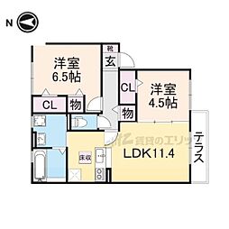 シャルム 2LDKの間取図画像