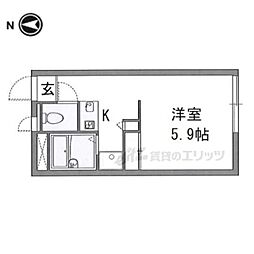 レオパレスタカラ 1Kの間取図画像