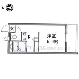 レオパレスタカラ 1Kの間取図画像