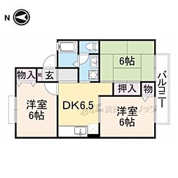 ルマン南生駒 2階3DKの間取り