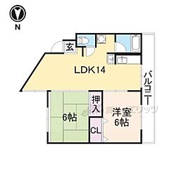 近鉄奈良線 東生駒駅 徒歩3分の賃貸マンション 3階2LDKの間取り