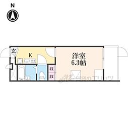 近鉄難波線 布施駅 徒歩6分の賃貸アパート 2階1Kの間取り
