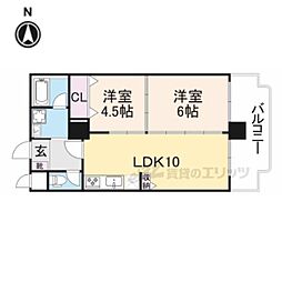 ＯＭマンション東生駒 7階2LDKの間取り