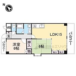 ベルデ帝塚山 2LDKの間取図画像