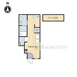 近鉄大阪線 弥刀駅 徒歩9分の賃貸アパート 1階ワンルームの間取り