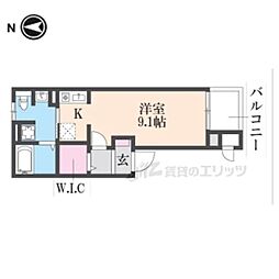 スペリオール門真南 2階ワンルームの間取り