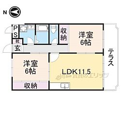 ロイヤルクレール 3階2LDKの間取り