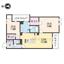 近鉄奈良線 河内小阪駅 徒歩10分の賃貸マンション 2階2LDKの間取り
