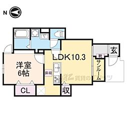 ドミール　プランドール 3階1LDKの間取り
