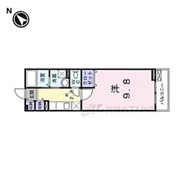 サンセール辻 2階1Kの間取り