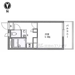 レオパレスシャトー花園 3階1Kの間取り