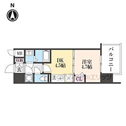 ファーストフィオーレ長田グランディール 9階1DKの間取り