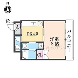 Ｐｅｒｌｅ　ｃｈａｒｍａｎｔｅ 2階1DKの間取り