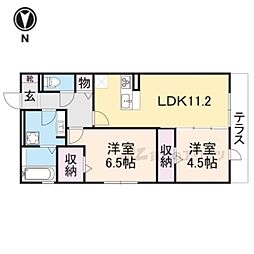 京阪本線 萱島駅 徒歩11分の賃貸アパート 1階2LDKの間取り