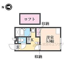 レオパレス水堂 1Kの間取図画像