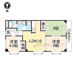 ＭＩＲＡＩ武庫之荘 201 2階3DKの間取り