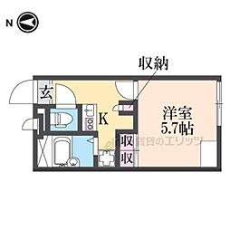 レオパレス東本町II 2階1Kの間取り