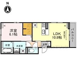 Ｖｉｅｒ　Ｃａｓａ　Ｄ 2階1LDKの間取り