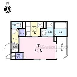 京阪本線 門真市駅 徒歩7分の賃貸アパート 1階1Kの間取り