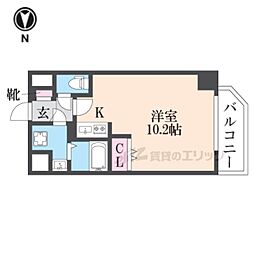 オズレジデンス尼崎 4階ワンルームの間取り