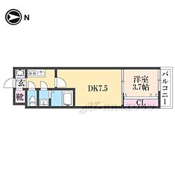 レーヴメゾン出屋敷 12階1DKの間取り