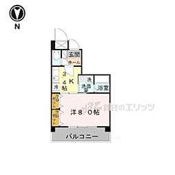 京阪本線 門真市駅 徒歩2分の賃貸マンション 2階1Kの間取り