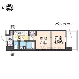 京阪本線 門真市駅 徒歩3分の賃貸マンション 2階2Kの間取り