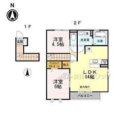 カサヴェールB棟 2LDKの間取図画像