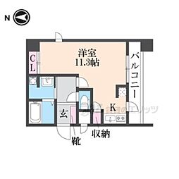 有恒五番館 ワンルームの間取図画像