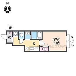 エクレール琴浦通り 1Kの間取図画像