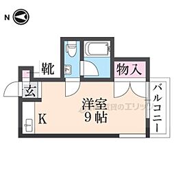 キューブ武庫川1 ワンルームの間取図画像