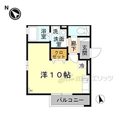 アミティハイツA ワンルームの間取図画像