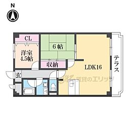 グランドールK 2LDKの間取図画像