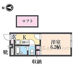 レオパレスパーク　ハイム 2階1Kの間取り