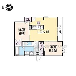 マハナ 1階2LDKの間取り