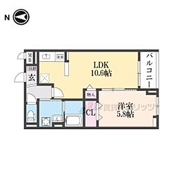 ブライト中野 2階1LDKの間取り