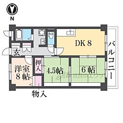 クローバーハイツ西台 2階3DKの間取り