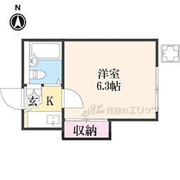 阪急伊丹線 稲野駅 徒歩6分の賃貸アパート 1階1Kの間取り