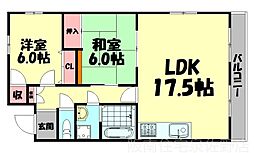 マリンハイツ田尻 2LDKの間取図画像