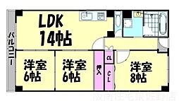 泉佐野メゾンドフルール 3LDKの間取図画像
