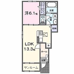 近鉄山田線 斎宮駅 徒歩20分の賃貸アパート 1階1LDKの間取り