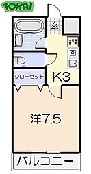 レスポールI 2階1Kの間取り