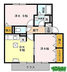 find birdie　A 1階2DKの間取り